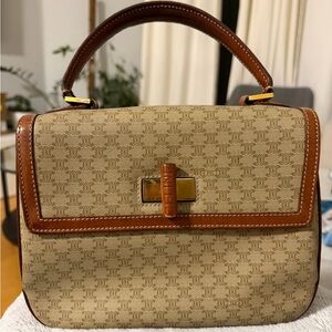 Celine Beige and Brown Satchel